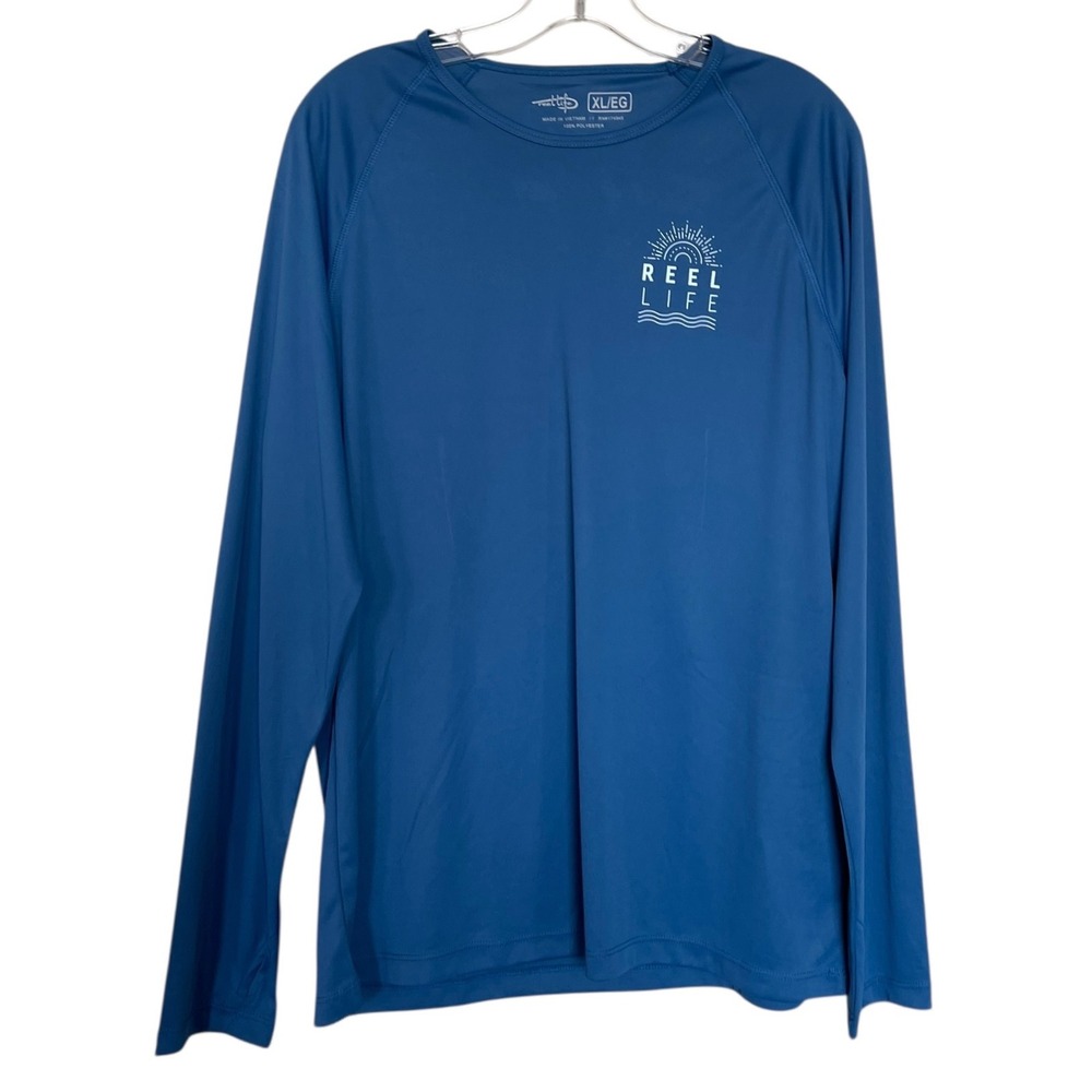 Reel‎ Life Mens size XL Long Sleeve Performance Fishing Shirt Navy Blue